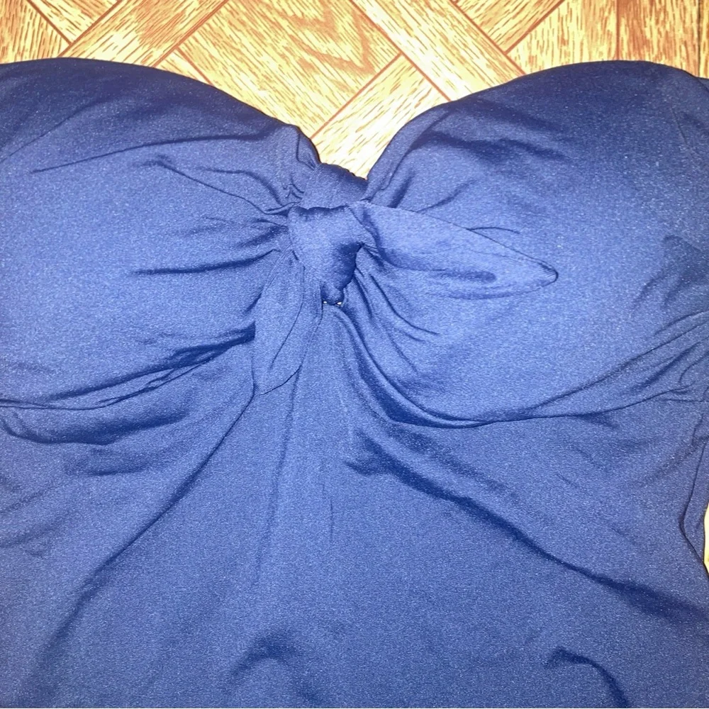 Michael Kors Womens Tie Front One Piece Swimsuit New Navy Size 4 MSRP $114 - Picture 3 of 6